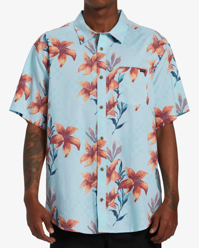 Billabong chemise fleuri bleu pâle