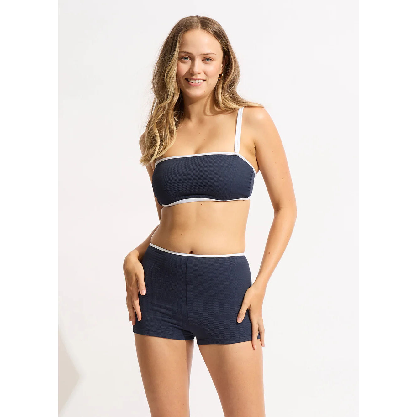 Seafolly haut bandeaux marine et blanc